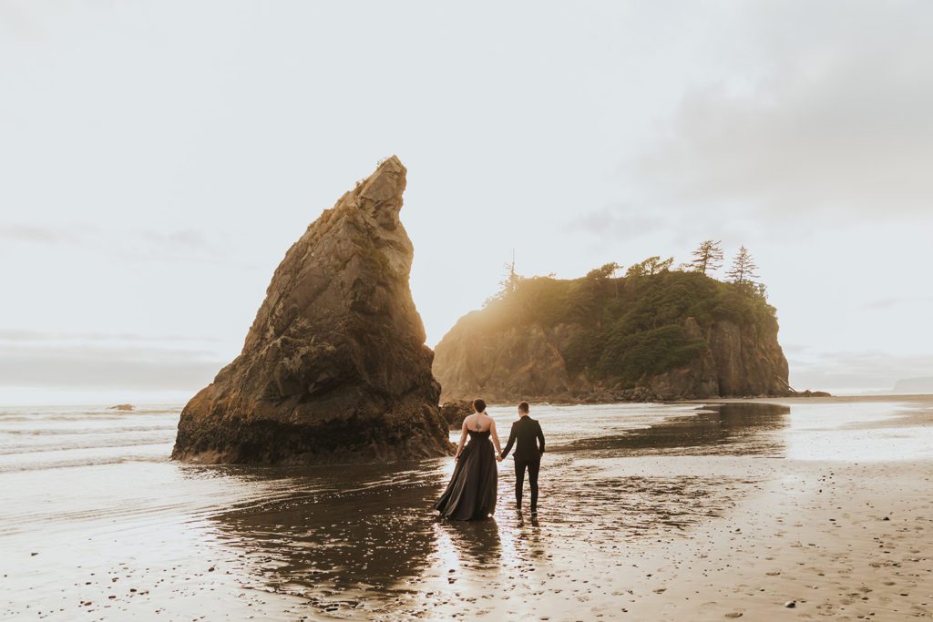 Ruby Beach is a great choice for an Olympic National Park Elopement location, especially at sunset. 